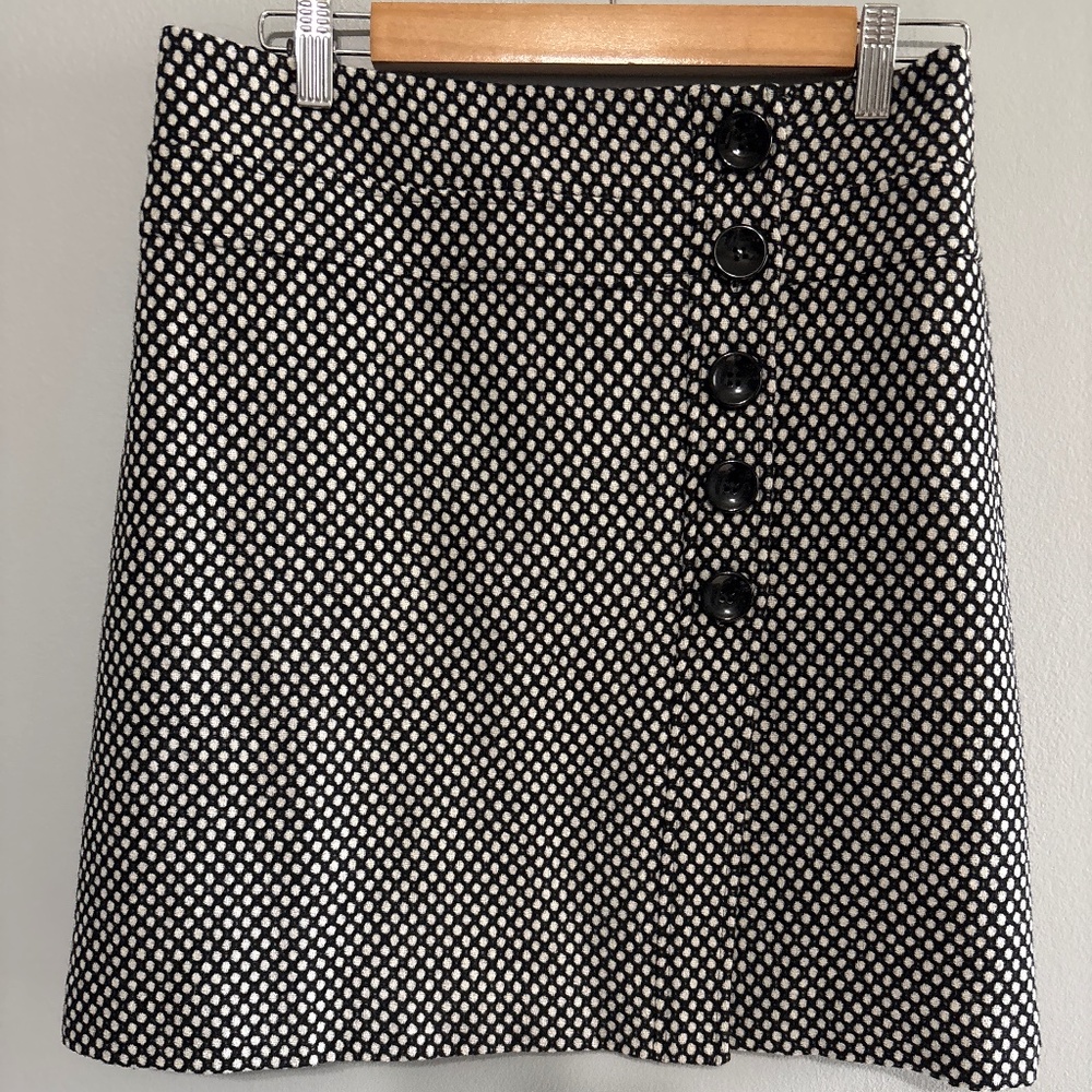 Talbots petites skirt women’s size 6 petite 6p black white pattern wool